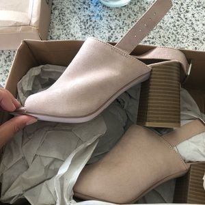 Asos wide fit nude strap slide mules